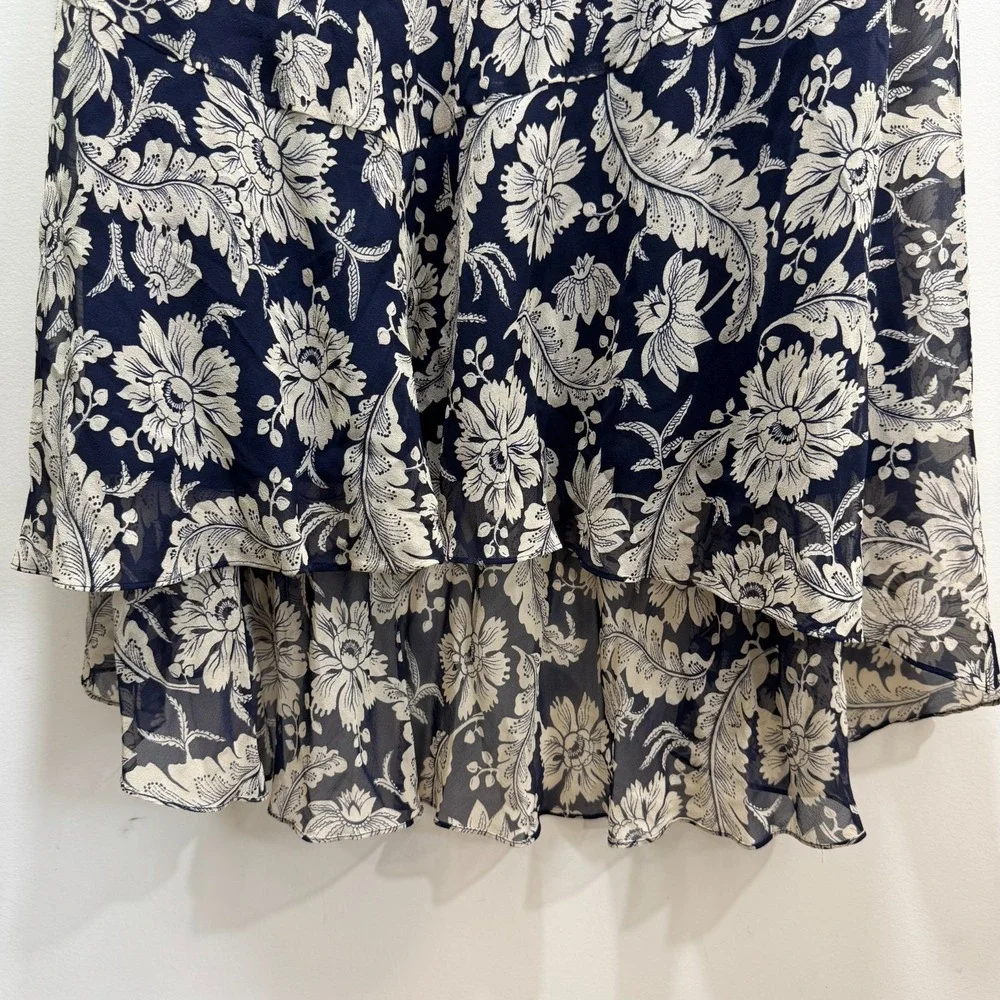 Lauren Ralph 100% Silk Floral Georgette Maxi Skirt Size 22W Cottagecore High Low